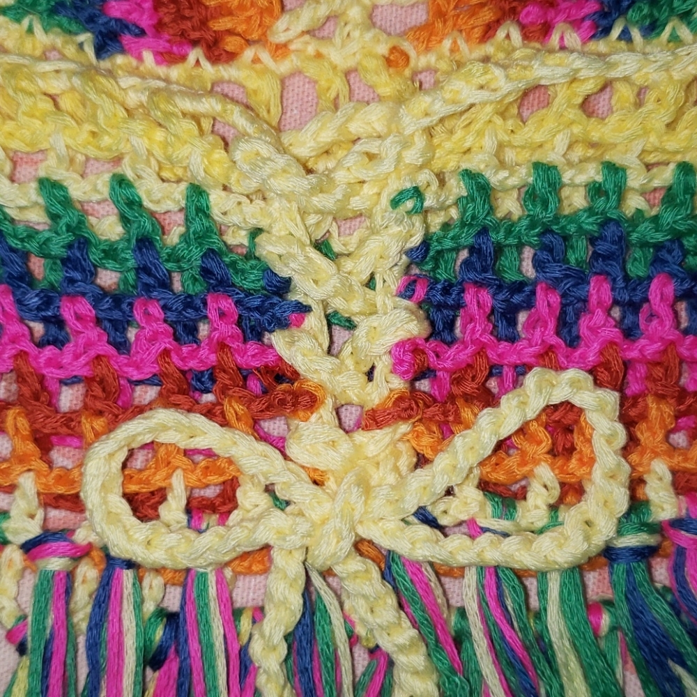 Tassels Crochet Bikini Top. Sexy Colorful Rainbow - Picture 6 of 14